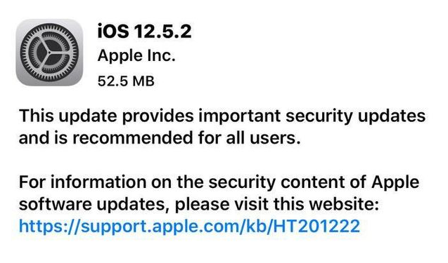 合川苹果手机维修分享iOS12.5.2发布，建议所有老苹果用户安装 